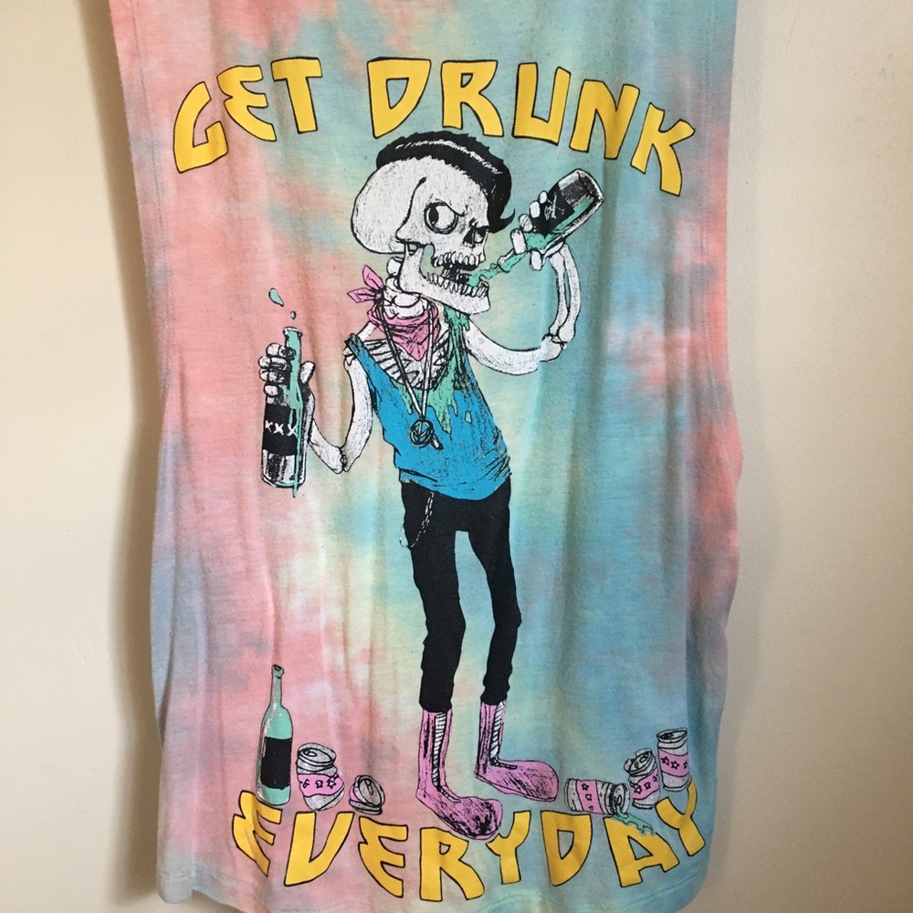 Rat Baby punk tie dye flowy open back soft tank bar drinking alcohol alcoholic